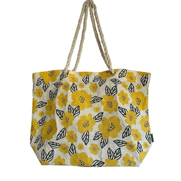 VERA NEUMANN CANVAS YELLOW FLOWER TOTE - Picture 1 of 14